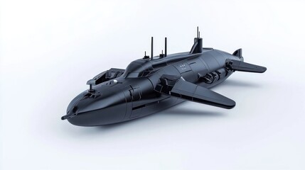 Black Futuristic Submarine 3D Model Render
