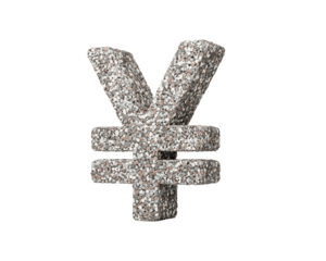 Japanese Yen Currency Symbol Made Of Rock Fragments Or Gravels 3d Illustration