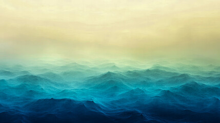 Obraz premium Vast ocean waves meet gradient sky, creating serene seascape. Tranquil water, peaceful horizon, dreamy landscape, calming nature background for travel, environment, relaxation