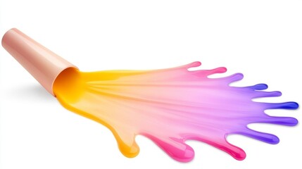 Colorful Nail Polish Spilled in Pastel Shades Creating Artistic Flow on White Surface