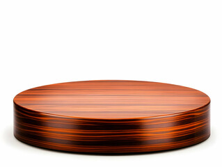 Round Wooden Podium Exhibits a Polished Surface Displaying Rich Wood Grain Beautifully.