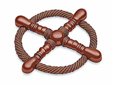 recommend clip art: Brown Steering Wheel with Rope Isolated on White Background