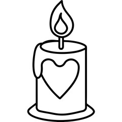 Love and Light Heart and Candle Line Art