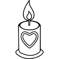 Love and Light Heart and Candle Line Art