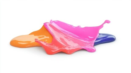 Vibrant Pastel Nail Polish Spilled Creating Colorful Pool on White Background