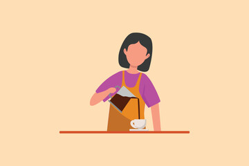 Fototapeta premium Barista making coffee concept. Colored flat vector illustration isolated.
