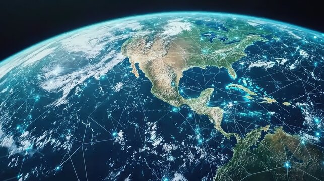 Exploring global connectivity earth from space digital map visualization high-tech environment satellite view geographic concepts