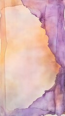 Abstract watercolor composition with soft pastel colors and a fluid border design