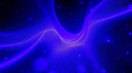 Abstract blue digital wave with glowing particles