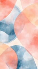 Abstract watercolor composition featuring soft curves and pastel colors in subtle harmony
