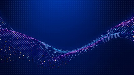Abstract blue digital wave with glowing particles