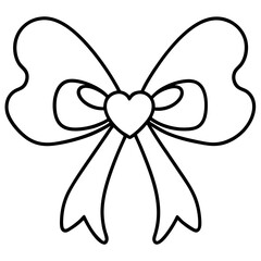 Minimalist Bow and Heart Outline Design