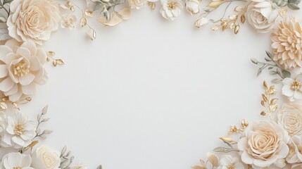 Intricate Handmade Floral Decorative Frame. Floral frame featuring soft colors and textures, perfect for invitations or backgrounds.