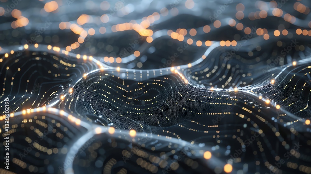 Wall mural a 3d rendering of a glowing digital network.