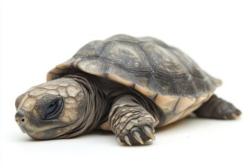 Obraz premium Close-up of a Beautiful Turtle Shell with Unique Patterns and Textures on a White Background for Nature and Animal Photography Needs