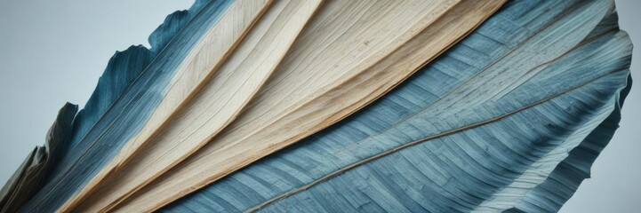 Dried banana leaf isolated on white background with blue tone , leaves, pattern