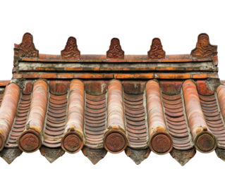 Isolated Traditional Chinese Roof Tiles, Close Up