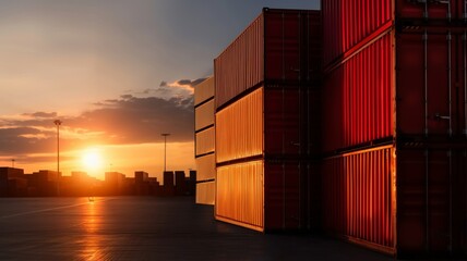 Cargo, shipping containers. Stacks of shipping centers, docks. Containers logistics transport and expansion.