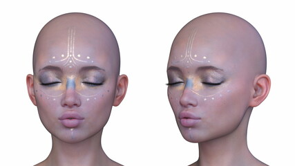 女性の顔アップ　3DCGレンダリング