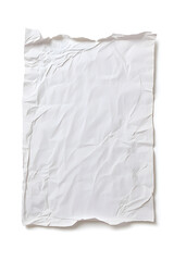 White crumpled paper sheet, isolated on white background