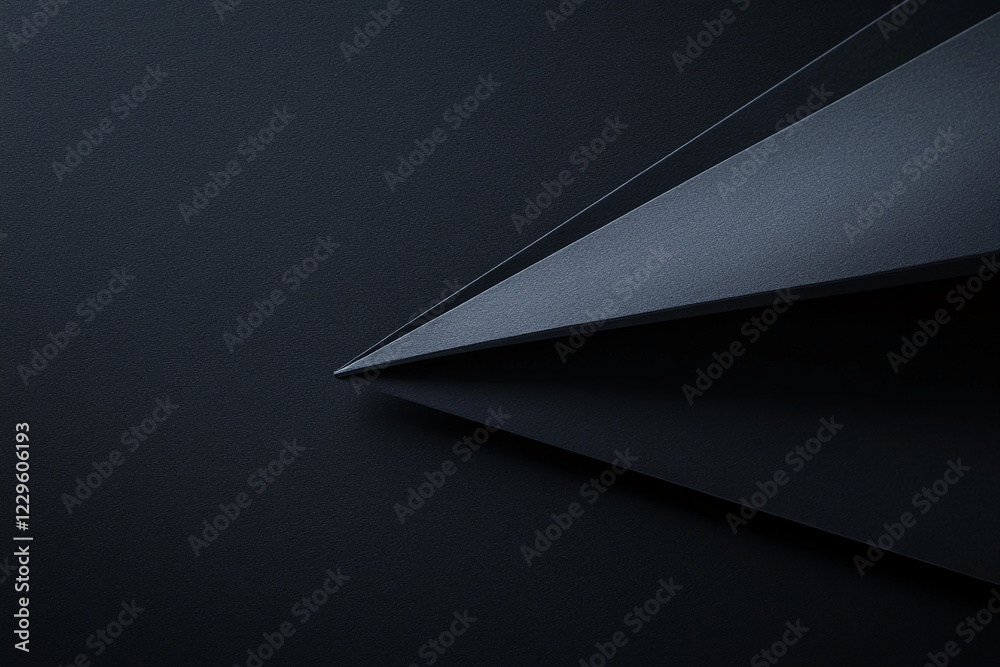 Poster Minimalistic Close-Up of Overlapping Sharp Geometric Shapes on a Dark Background, Symbolizing Modern Design, Precision, and Abstract Creativity for Business and Industry