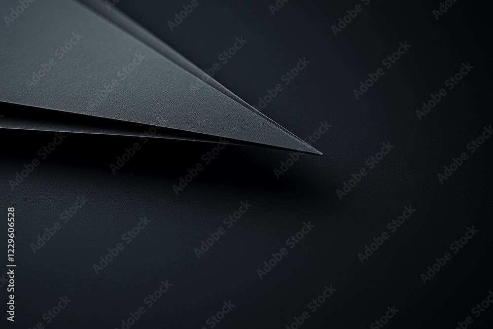Poster minimalist close-up of sharp geometric edges on a dark background, symbolizing precision, modern des
