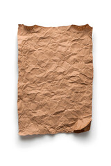 Old worn paper sheet, isolated on white background