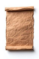 Old worn paper sheet, isolated on white background