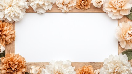 Intricate Handmade Floral Decorative Frame. Floral frame with white space for text or images, perfect for invitations or art displays.
