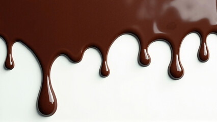 Velvety Melting Chocolate Dripping on White Background for Gourmet Menus, Confectionery Ads, and Culinary Publications