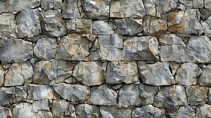 Fototapeta premium A close-up of a stone wall with unevenly shaped stones.