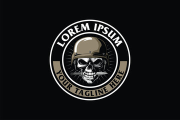 Army Skull head with knife vector image logo template
