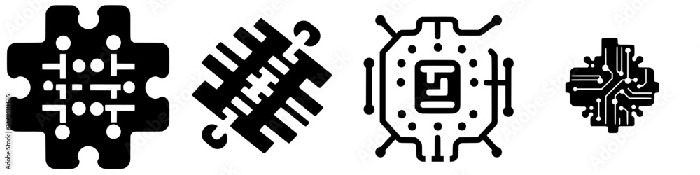 Poster digital circuit designs showcasing unique patterns and technologies for modern applications