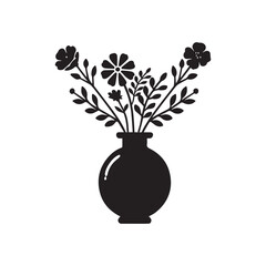 Silhouette vase icon, Botanical style isolated on a white background, Eps 10.	