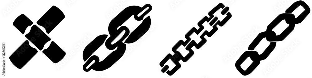 Poster symbols representing various types of links and connections in a digital or graphical format