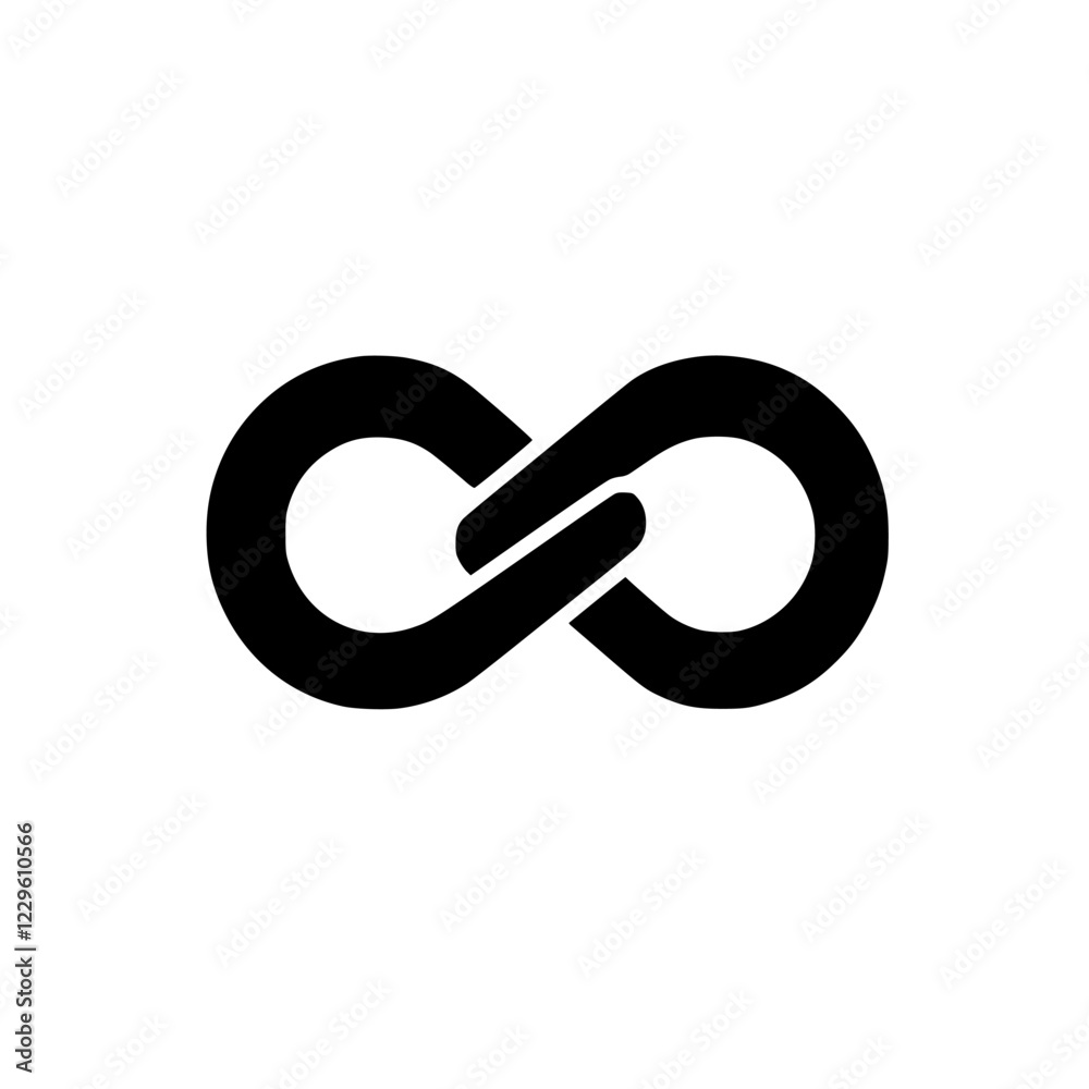 Poster symbol of infinity created with interlinked shapes on a simple background representing eternity and 