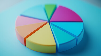 Fototapeta premium colorful pie chart on a graph with a blue background,