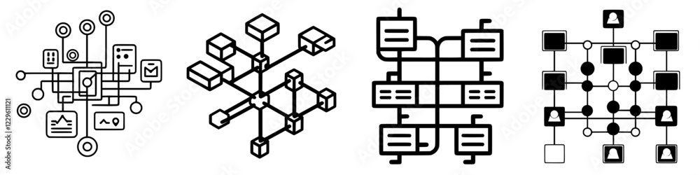 Aufkleber visual representations of data networks and information architecture in a geometric style