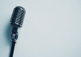 Fototapeta premium A microphone is placed on a stand right in front of a wall