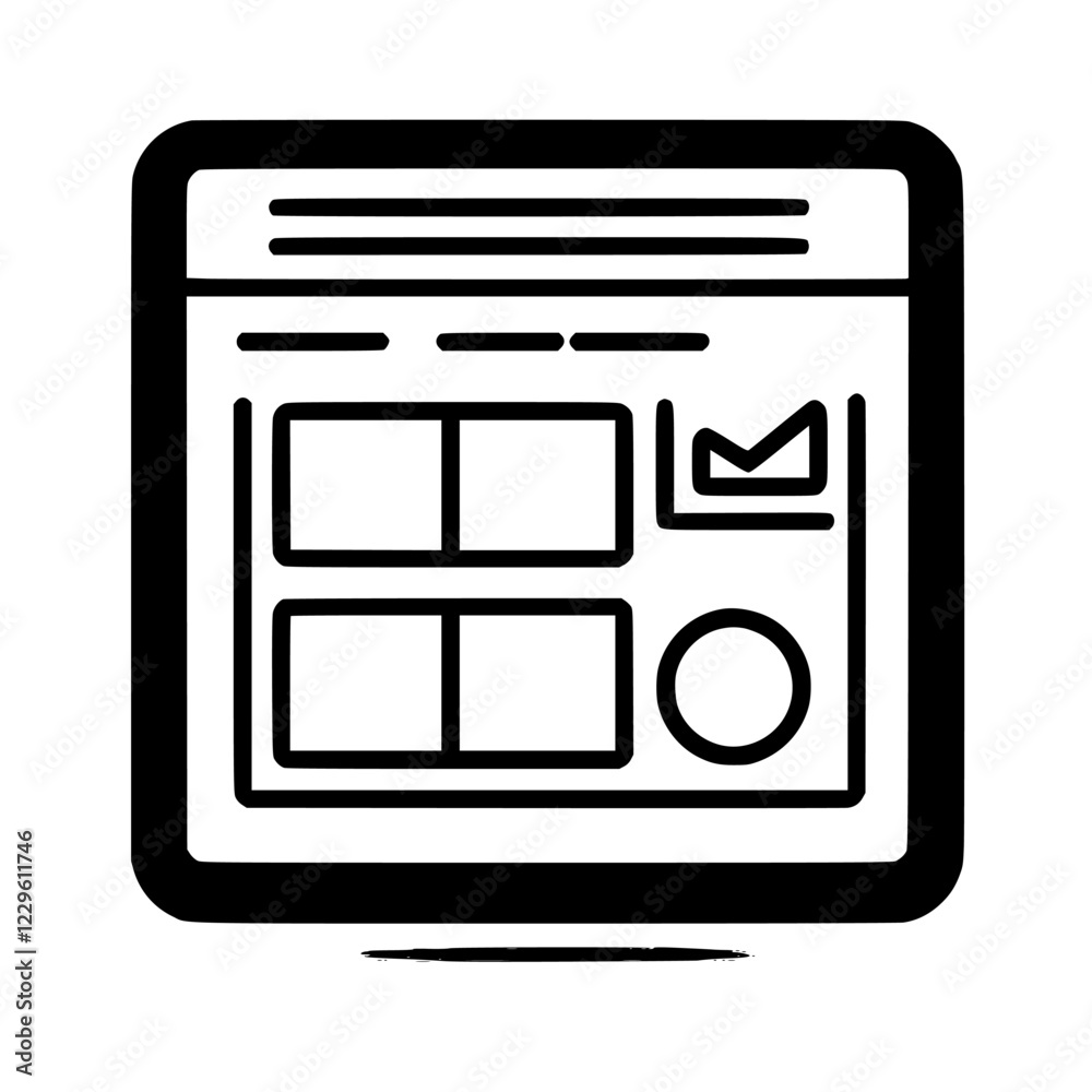 Poster user interface design sketch showcasing layout and graphic elements for a website