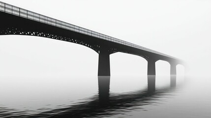 Bridge silhouette misty water serene landscape
