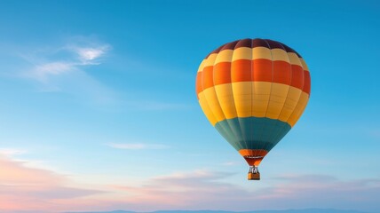 Naklejka premium Hot air balloon adventure scenic sky aerial photography bright blue horizon captivating viewpoints freedom and exploration