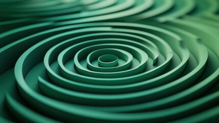 Green spiral maze, abstract background, 3D render