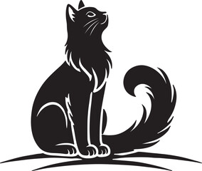 Purring Cats Vector Silhouette.