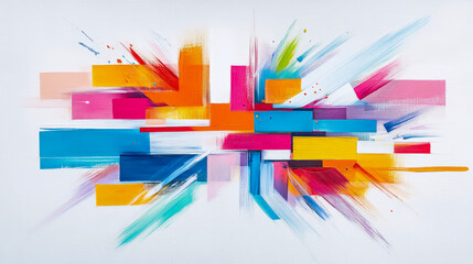 Dynamic Abstract Painting in Vibrant Hues: An explosion of color and energy on canvas