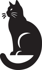 Purring Cats Vector Silhouette.
