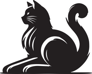 Purring Cats Vector Silhouette.