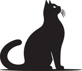 Purring Cats Vector Silhouette.