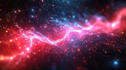 Obraz premium Red blue energy cosmic nebula, space background