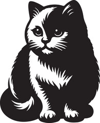 Purring Cats Vector Silhouette.